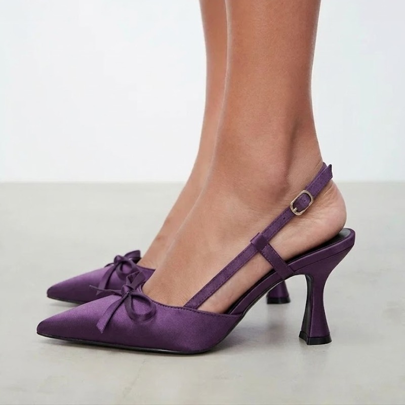Slip Dress Satin - Sepatu Wanita Elegan Warna Ungu Satin,